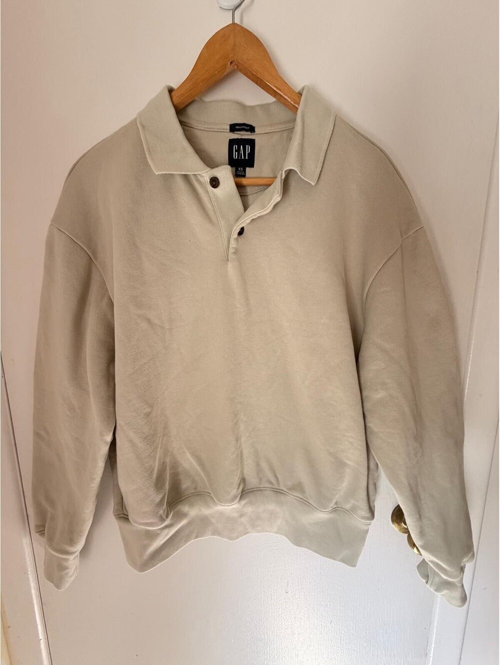 GAP Heavyweight Beige Polo Sweatshirt Size XS